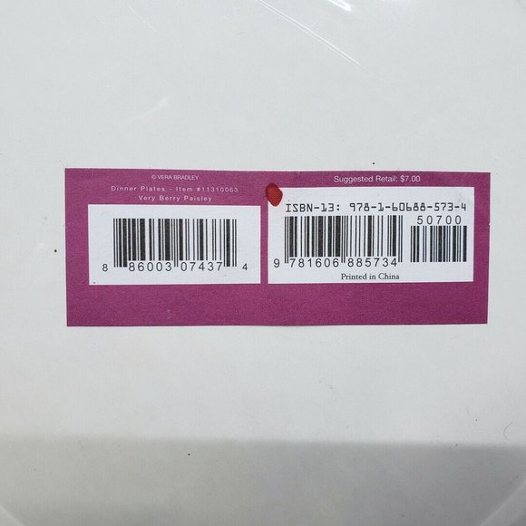 Vera Bradley Dinner Plates 8-CT & Cocktail Napkins 20-CT Very Berry Paisley LOT - Picture 3 of 4